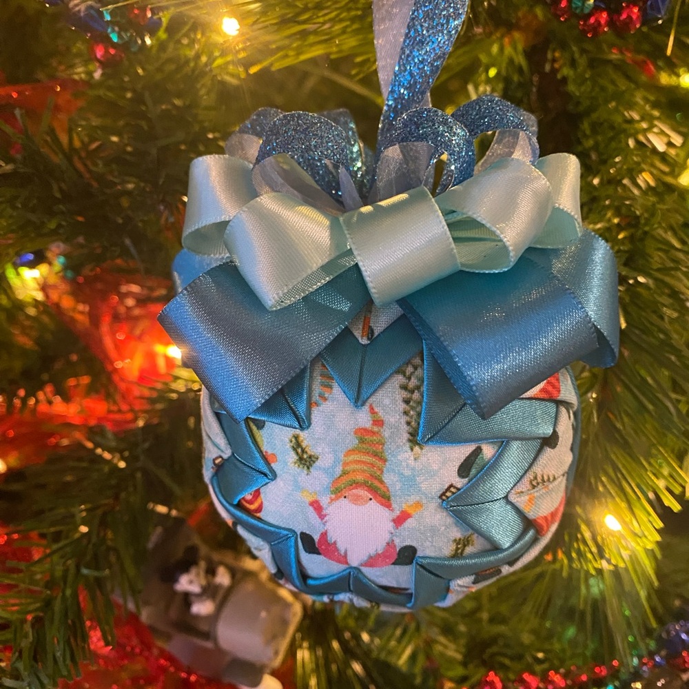 Gnome Quilted Star Christmas Ornament